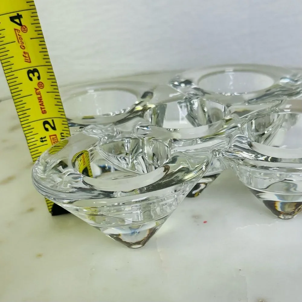 Vintage 1990’s Glass Tealight Holder 5 Cup Clear Candle Centerpiece Holiday
